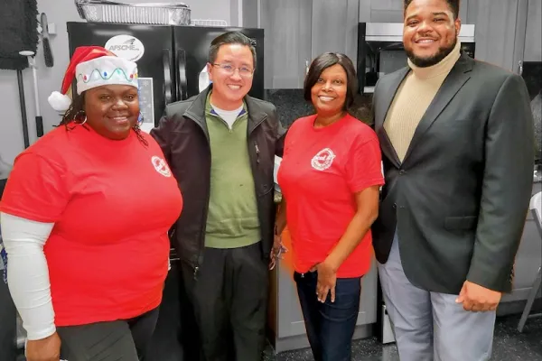 Holiday party group photo